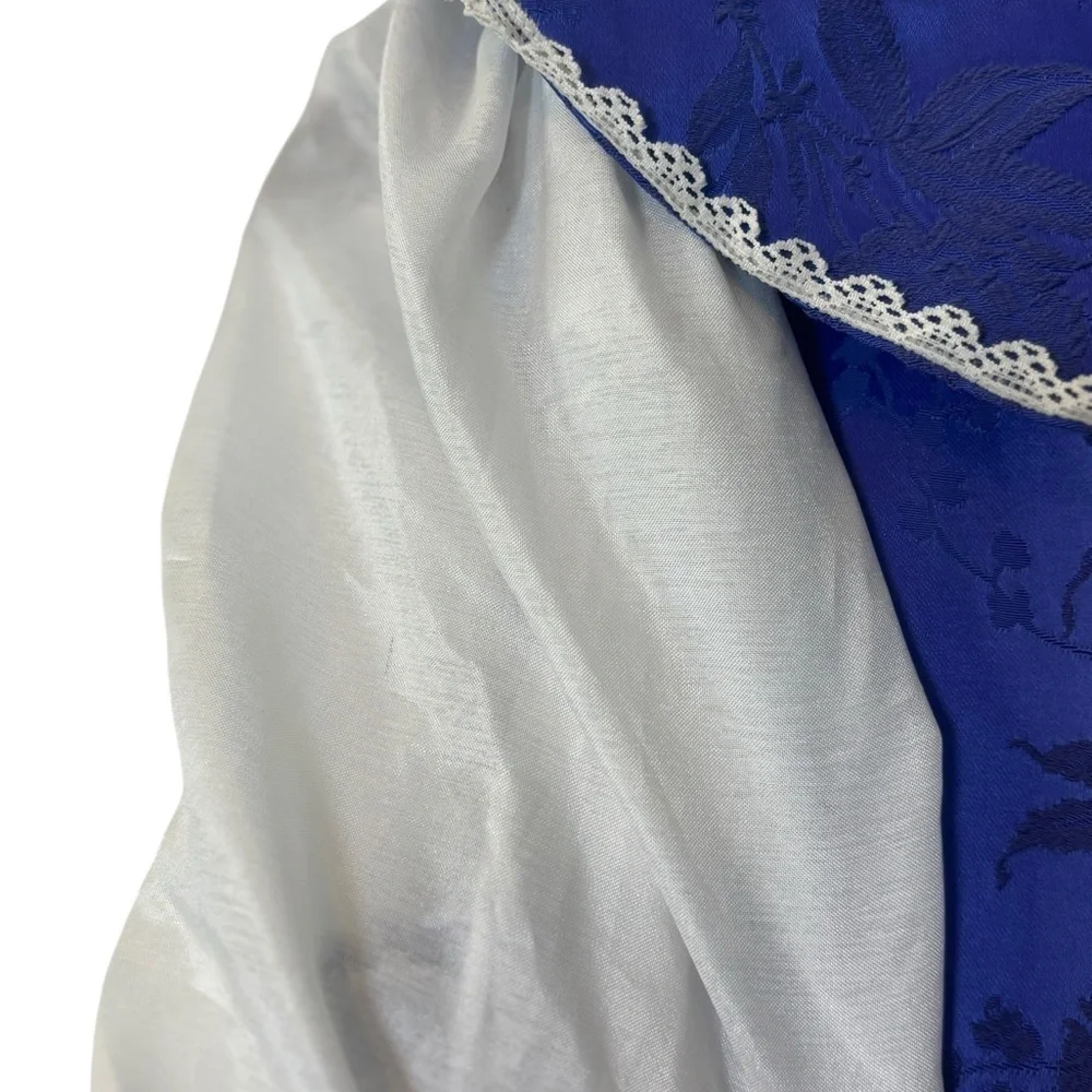 Vintage Gunne Sax Purple White Lace & Denim Prairie Style Dress Girls 11/12